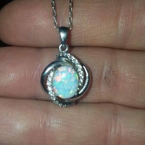 Opal with diamond necklace